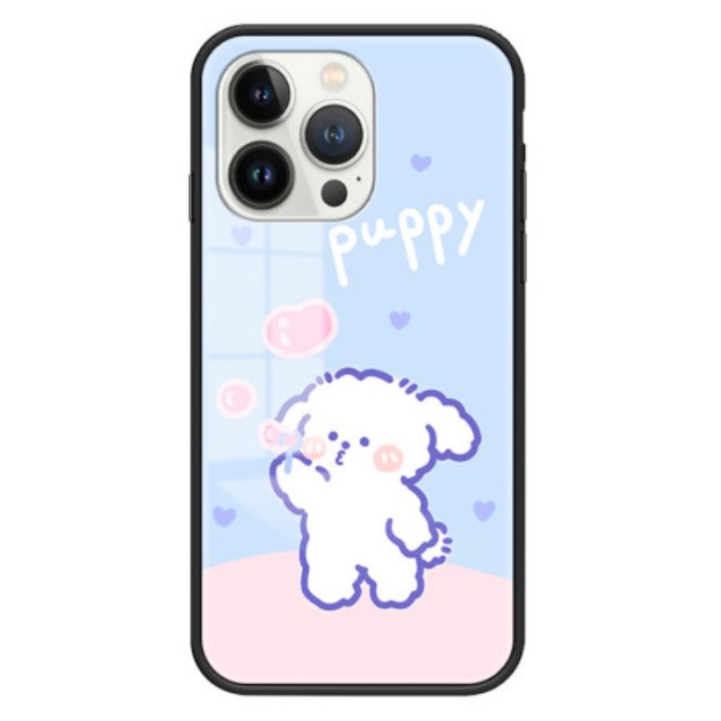 Handyhülle Für iPhone 15 Pro Bubble Dog Gehärtetes Glas