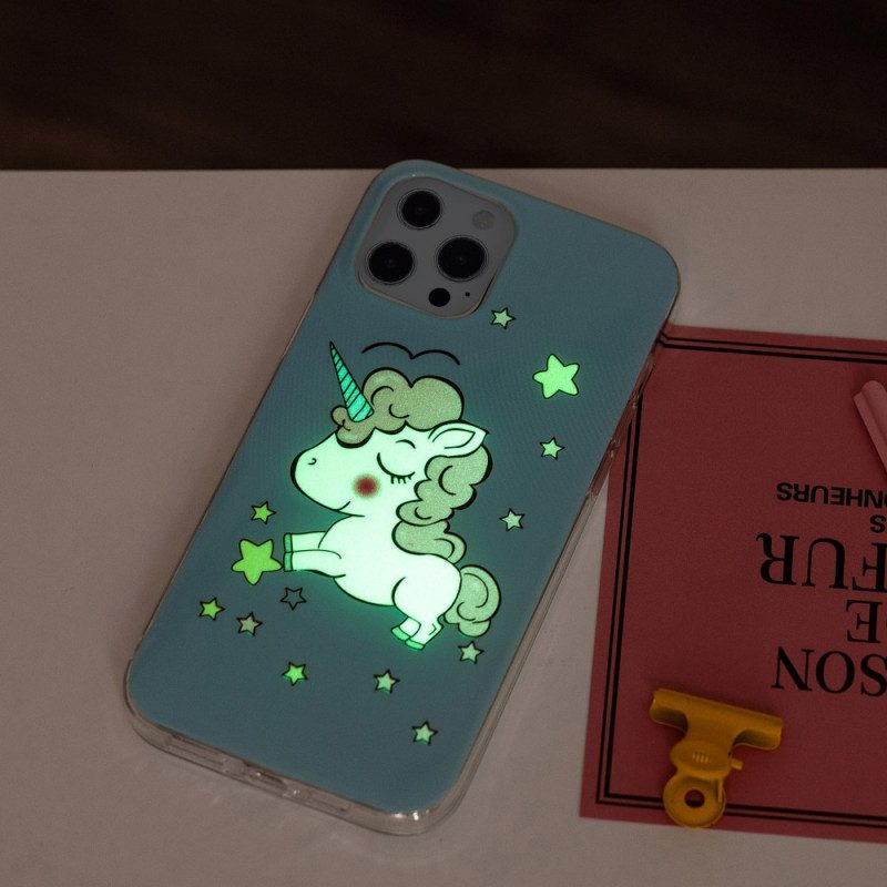 Handyhülle Für iPhone 15 Pro Fluoreszierendes Einhorn