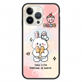 Handyhülle Für iPhone 15 Pro Happy Rabbit Gehärtetes Glas