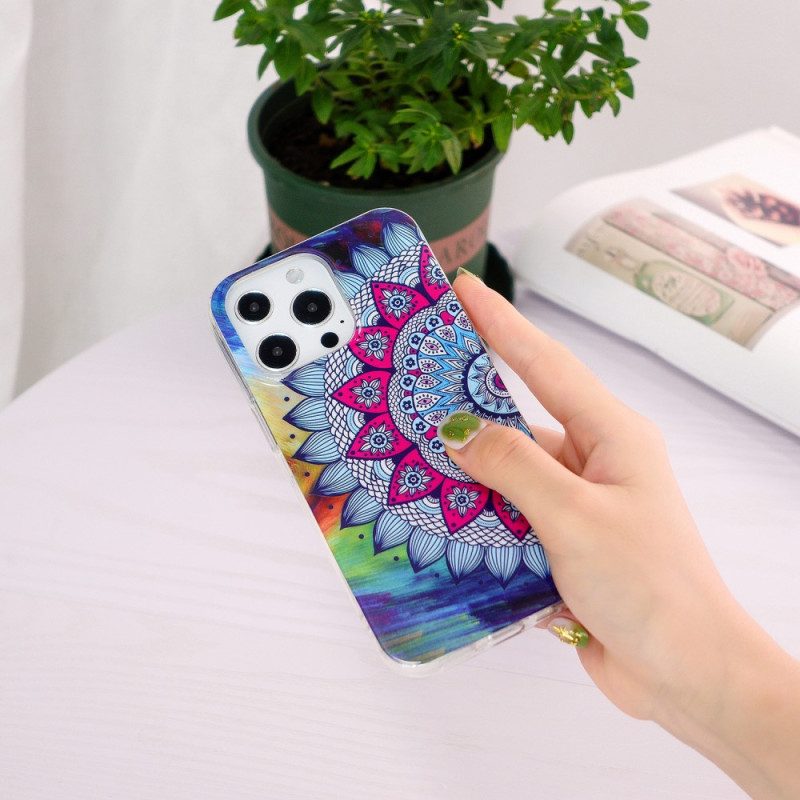 Hülle Für iPhone 15 Pro Fluoreszierendes Mandala