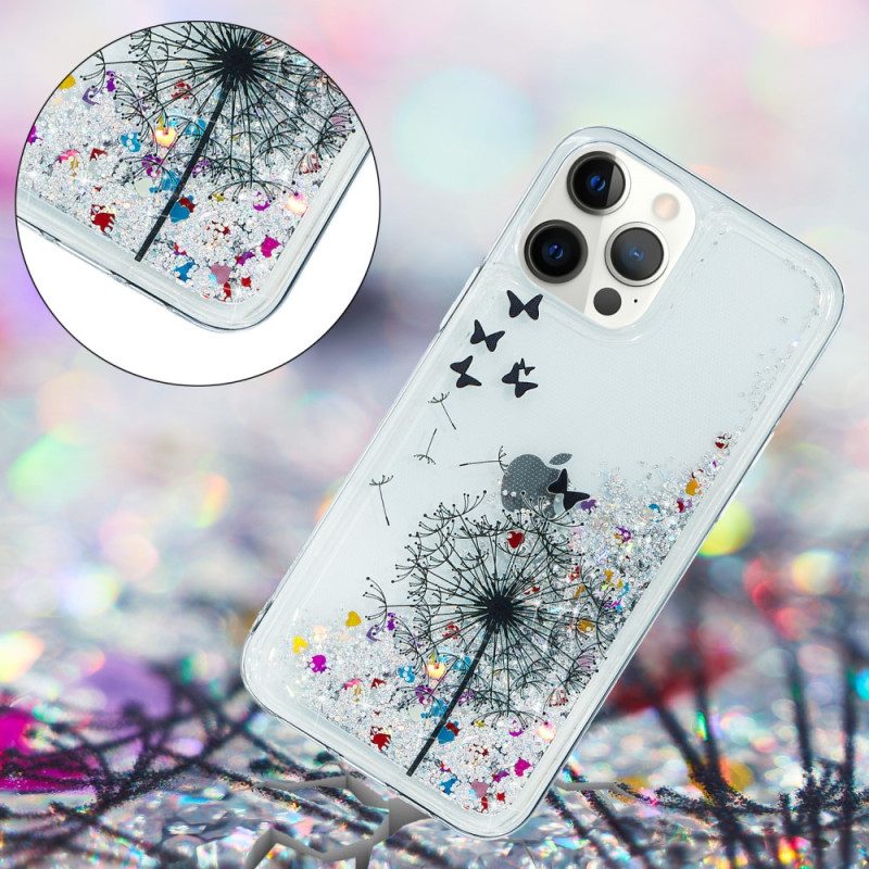 Hülle Für iPhone 15 Pro Löwenzahnglitter