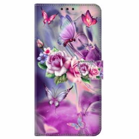 Lederhüllen Für iPhone 15 Pro Hübsche Blumen