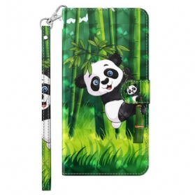 Lederhüllen Für iPhone 15 Pro Mit Kordel 3d-bambus-panda Mit Riemen