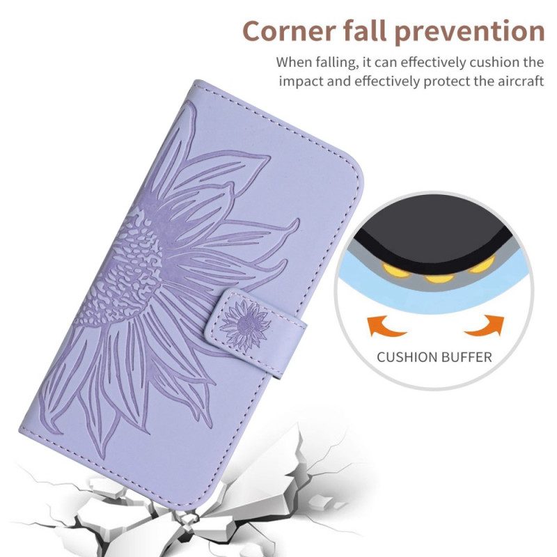 Flip Case Für Sony Xperia 10 IV Sonnenblume Und Schultergurt