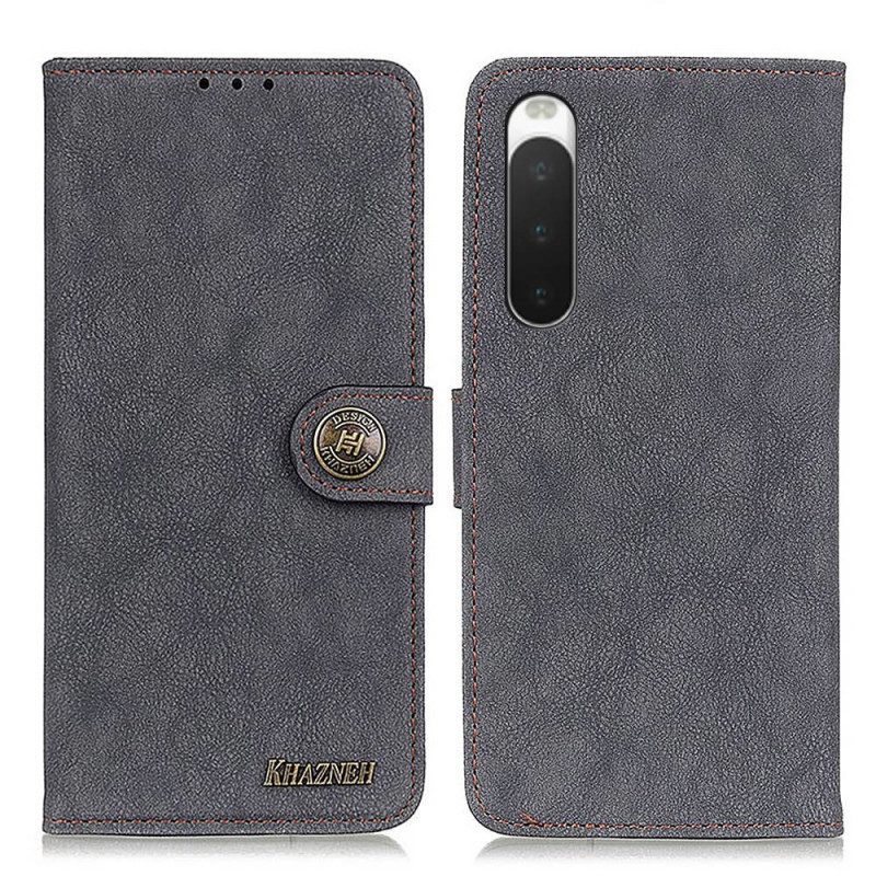 Flip Case Für Sony Xperia 10 IV Vintage Khazneh Spaltleder