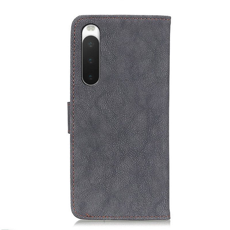 Flip Case Für Sony Xperia 10 IV Vintage Khazneh Spaltleder