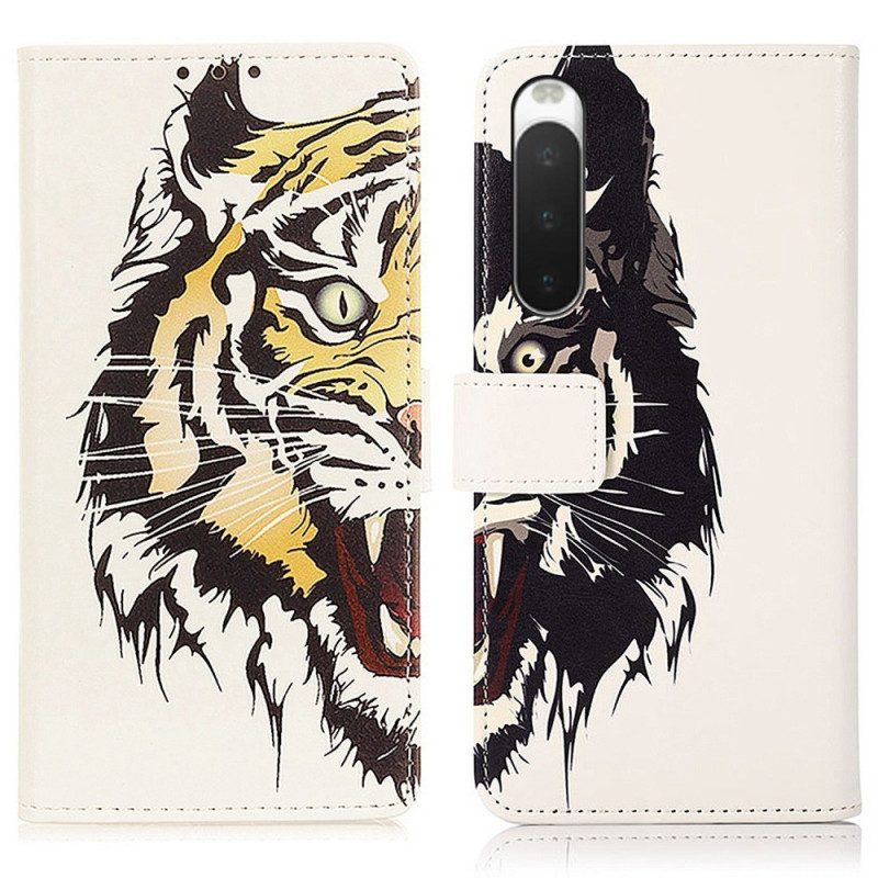 Flip Case Für Sony Xperia 10 IV Wilder Tiger