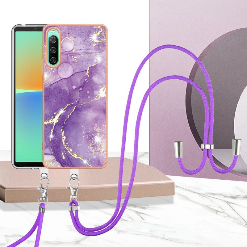 Handyhülle Für Sony Xperia 10 IV Mit Kordel Mit Marmorschnur