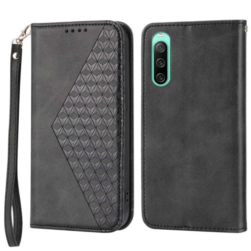 Schutzhülle Für Sony Xperia 10 IV Flip Case 3d-muster Im Lederstil Mit Riemen