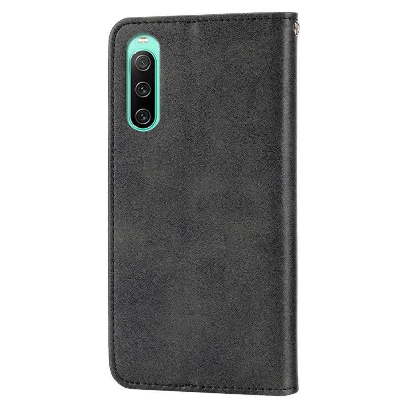 Schutzhülle Für Sony Xperia 10 IV Flip Case 3d-muster Im Lederstil Mit Riemen