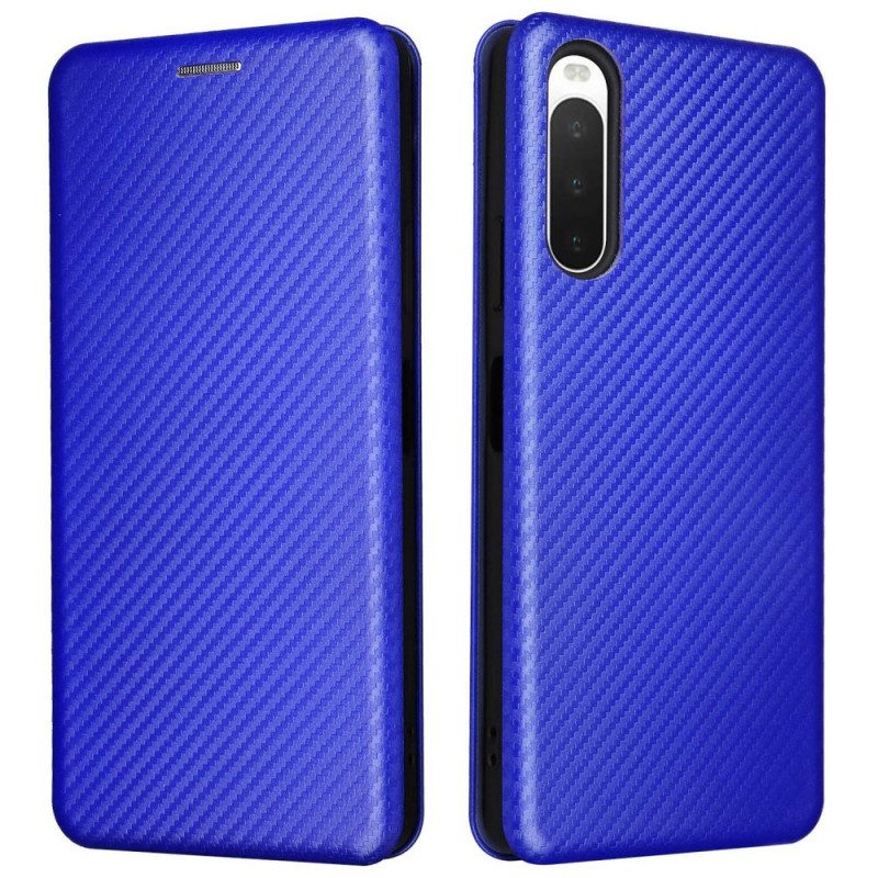 Schutzhülle Für Sony Xperia 10 IV Flip Case Kohlefaser-textur