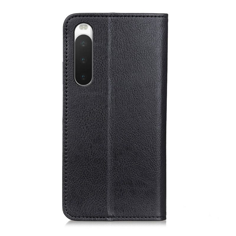 Schutzhülle Für Sony Xperia 10 IV Flip Case Litschi-spaltleder