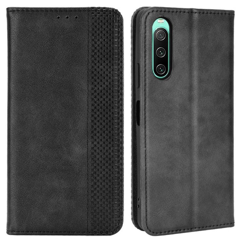 Schutzhülle Für Sony Xperia 10 IV Flip Case Stilisierter Lederstil