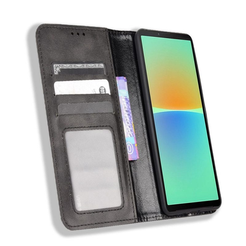 Schutzhülle Für Sony Xperia 10 IV Flip Case Stilisierter Lederstil