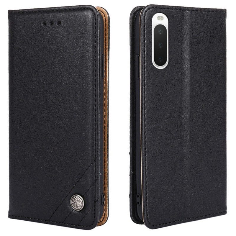 Schutzhülle Für Sony Xperia 10 IV Flip Case Zierniete Aus Kunstleder