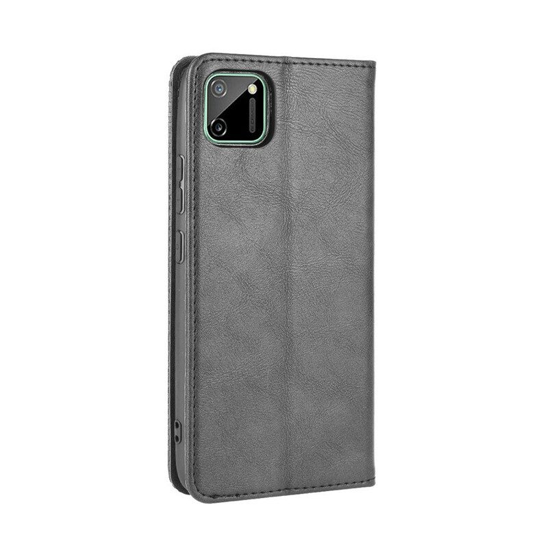 Schutzhülle Für Realme C11 Flip Case Stilisierter Vintage-ledereffekt