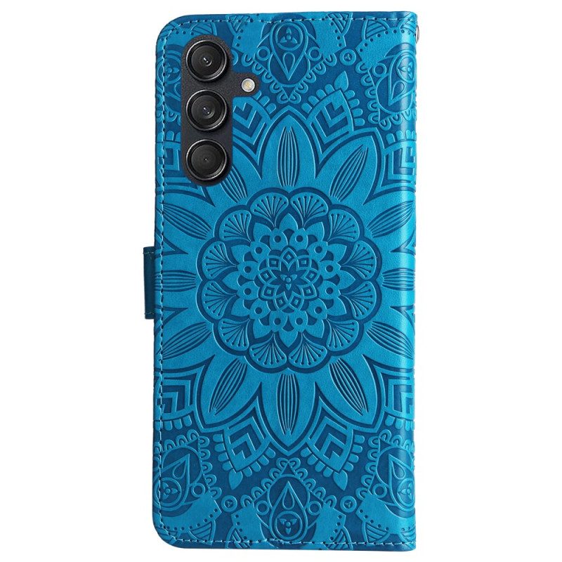 Lederhüllen Samsung Galaxy M55 5g Mandala Mit Schlüsselband