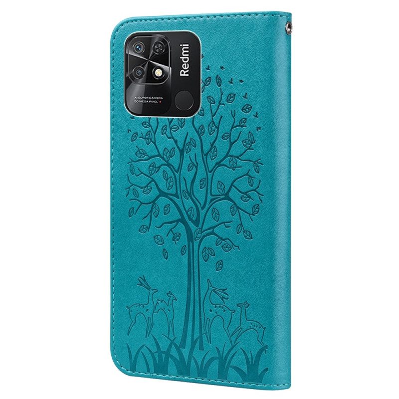 Flip Case Für Xiaomi Redmi 10C Baum Und Hirsch