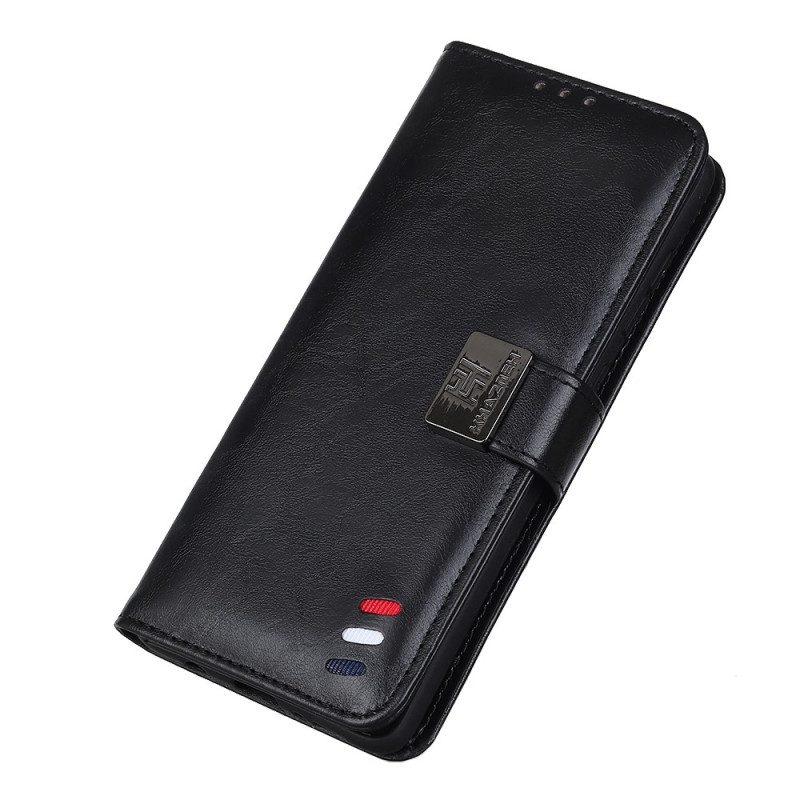 Flip Case Für Xiaomi Redmi 10C Dreifarbiger Ledereffekt