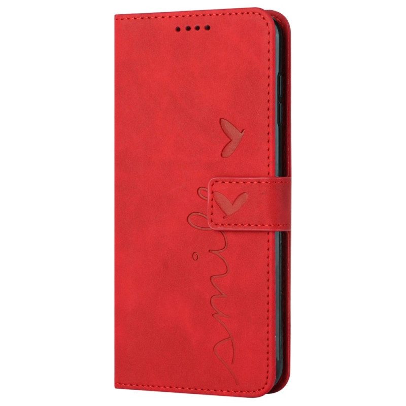 Flip Case Für Xiaomi Redmi 10C Lächle Mit Schlüsselband