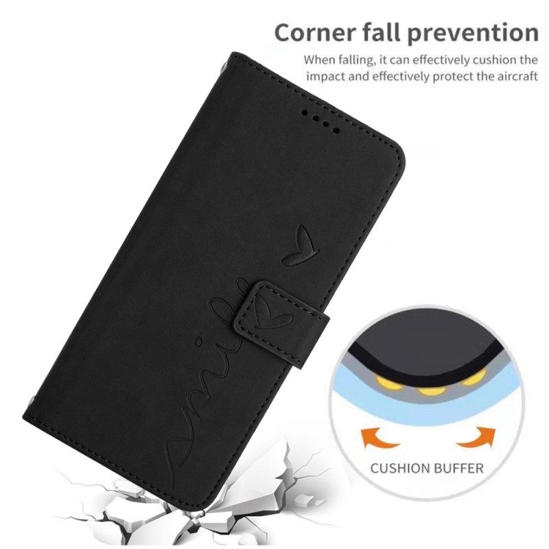 Flip Case Für Xiaomi Redmi 10C Lächle Mit Schlüsselband