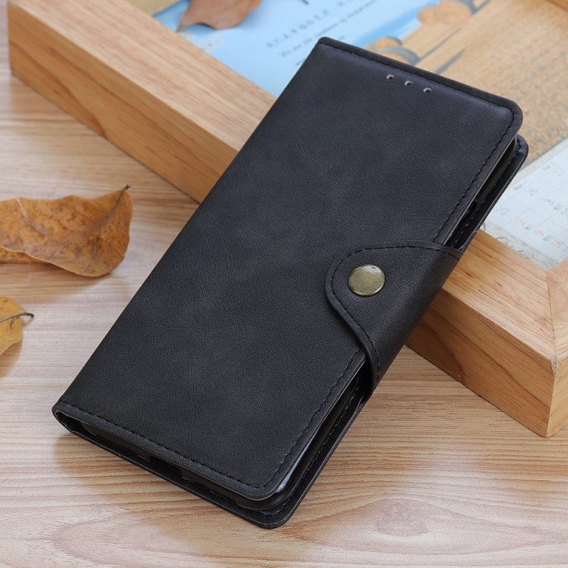 Flip Case Für Xiaomi Redmi 10C Magnetischer Knopf Aus Kunstleder