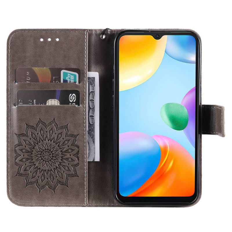 Flip Case Für Xiaomi Redmi 10C Mandala-sonne Mit Schlüsselband