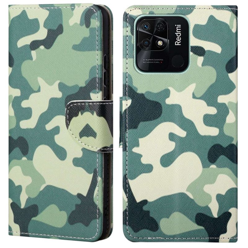 Flip Case Für Xiaomi Redmi 10C Militärische Tarnung