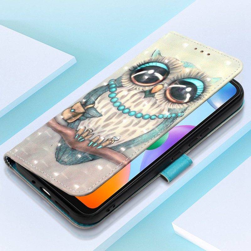 Flip Case Für Xiaomi Redmi 10C Mit Kordel Miss Owl Mit Riemen