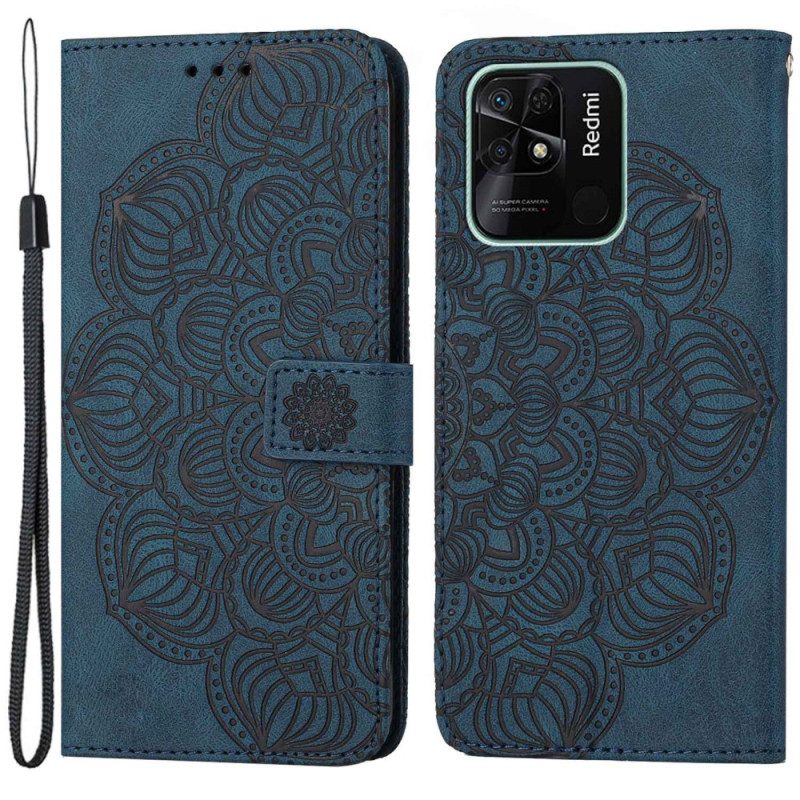 Flip Case Für Xiaomi Redmi 10C Mit Kordel Riemchen-mandala