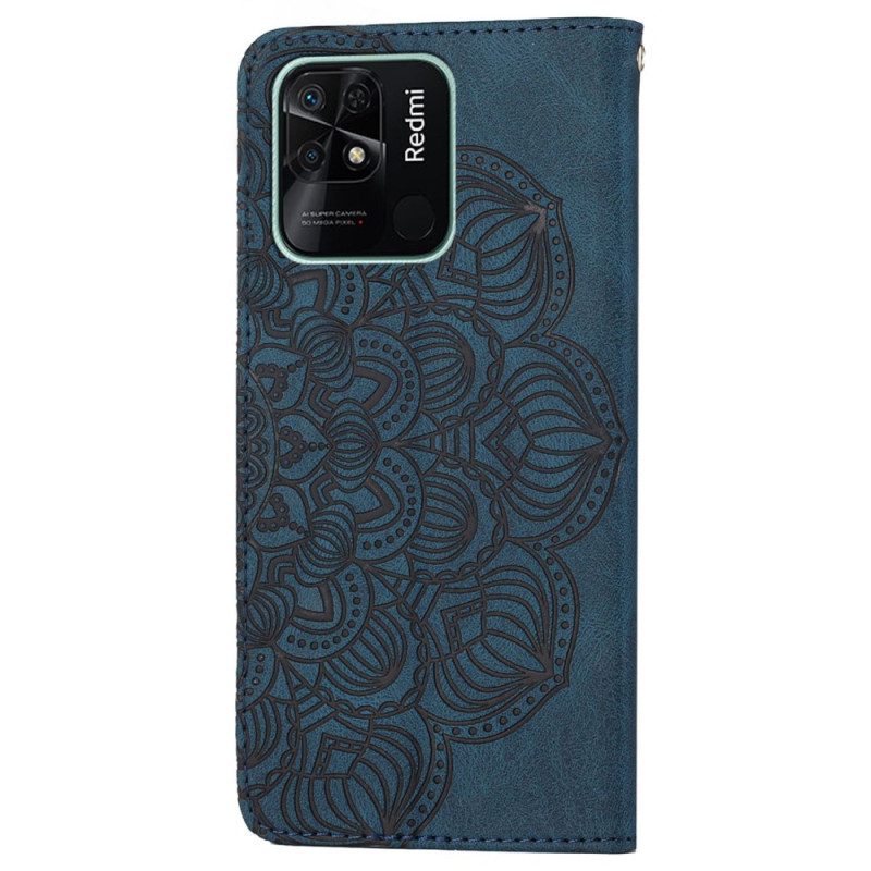 Flip Case Für Xiaomi Redmi 10C Mit Kordel Riemchen-mandala