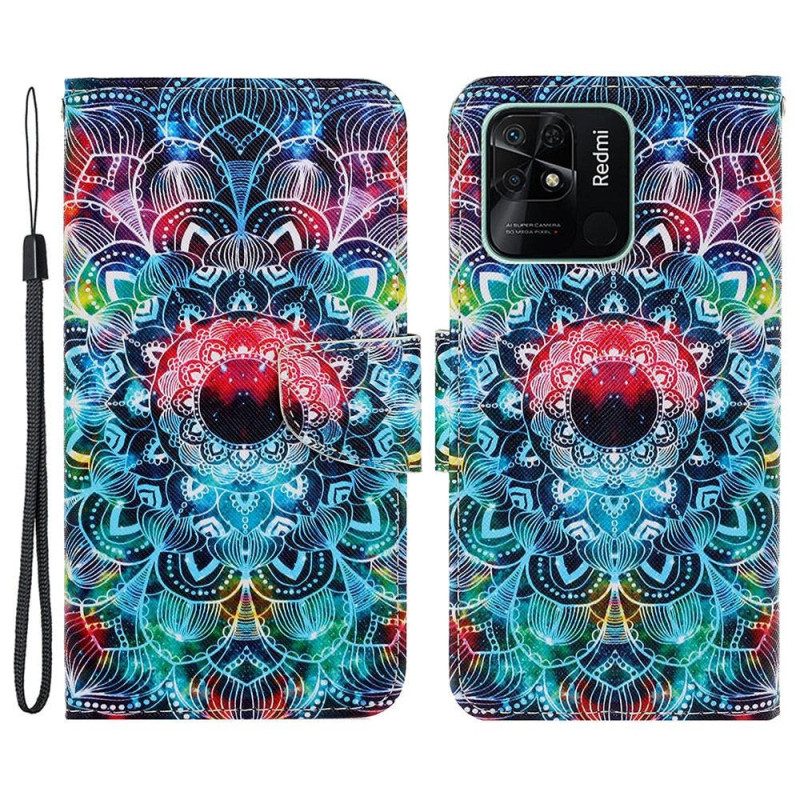 Flip Case Für Xiaomi Redmi 10C Mit Kordel Riemchen-mandala