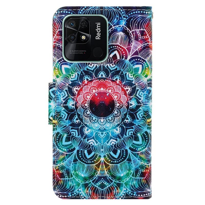 Flip Case Für Xiaomi Redmi 10C Mit Kordel Riemchen-mandala