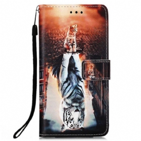 Flip Case Für Xiaomi Redmi 10C Mit Kordel Strappy Kitten Dream