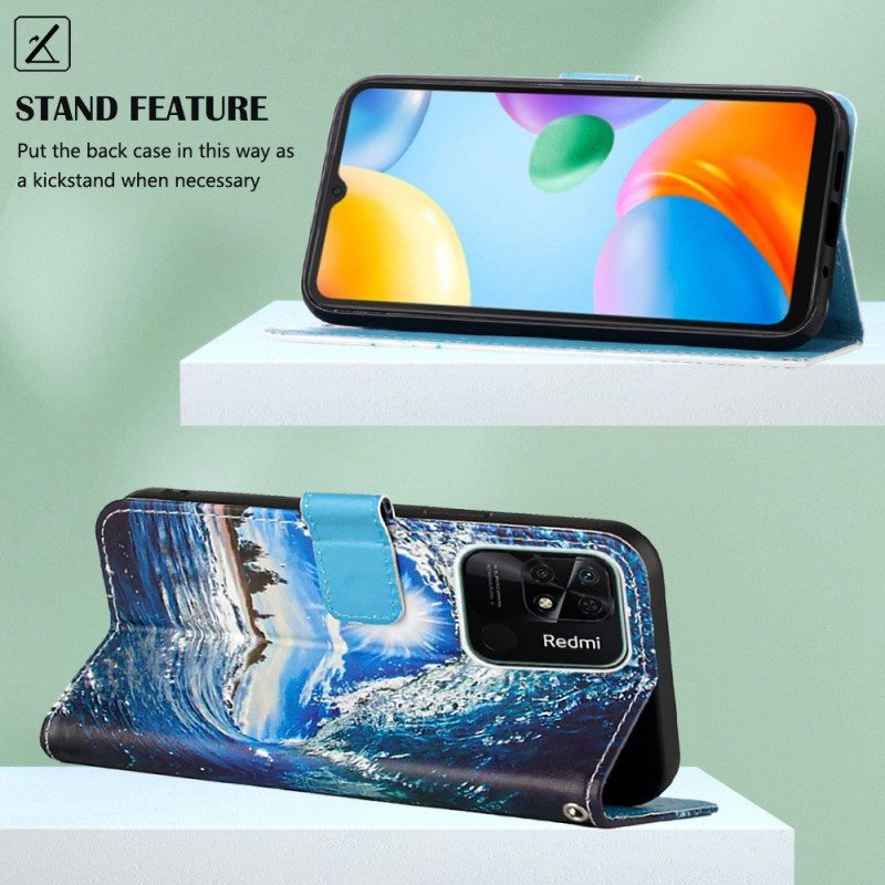 Flip Case Für Xiaomi Redmi 10C Mit Kordel Tanga-welle