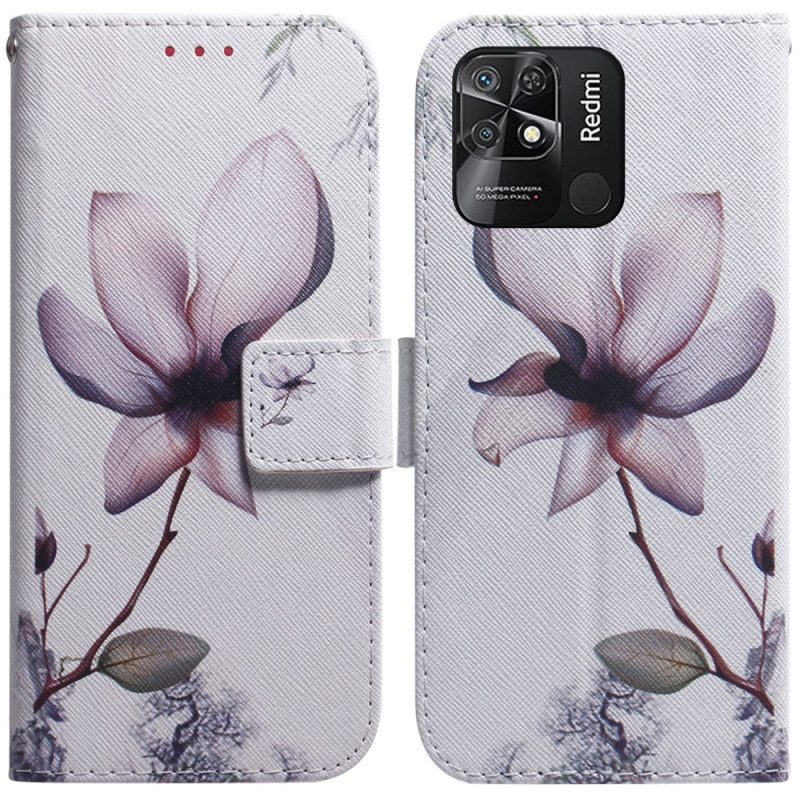 Flip Case Für Xiaomi Redmi 10C Pinke Blume