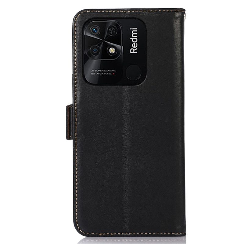 Flip Case Für Xiaomi Redmi 10C Rfid-funktion Aus Echtem Leder