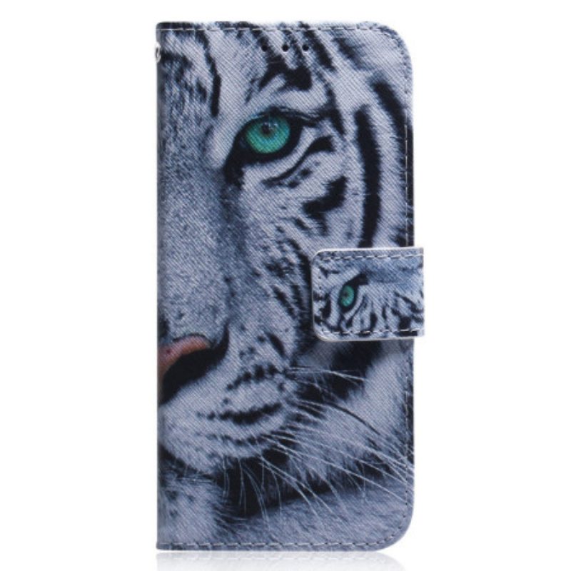 Flip Case Für Xiaomi Redmi 10C Weißer Tiger