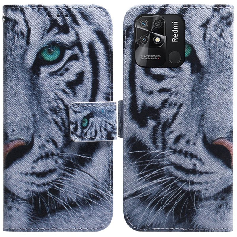 Flip Case Für Xiaomi Redmi 10C Weißer Tiger