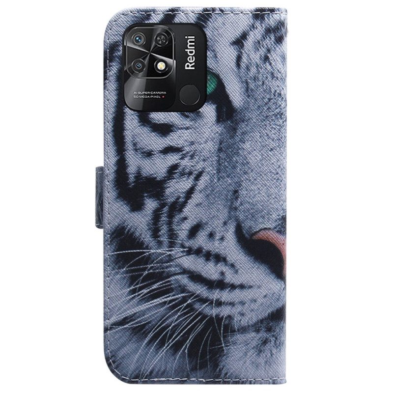 Flip Case Für Xiaomi Redmi 10C Weißer Tiger