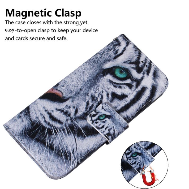 Flip Case Für Xiaomi Redmi 10C Weißer Tiger