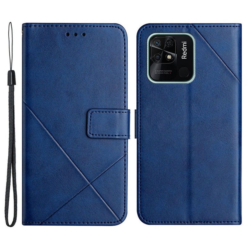 Flip Case Für Xiaomi Redmi 10C X Design Geo-lederstil