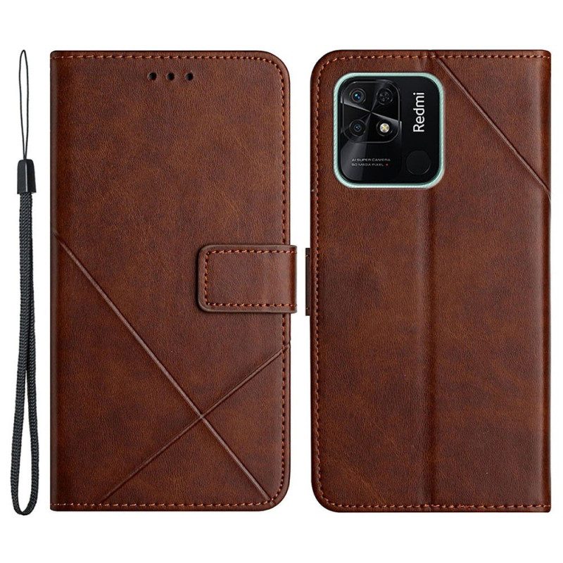 Flip Case Für Xiaomi Redmi 10C X Design Geo-lederstil