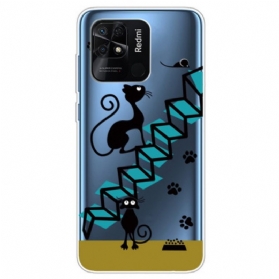 Hülle Für Xiaomi Redmi 10C Katzen Auf Der Treppe