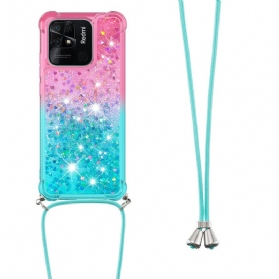 Hülle Für Xiaomi Redmi 10C Mit Kordel Glitzerndes Silikonband