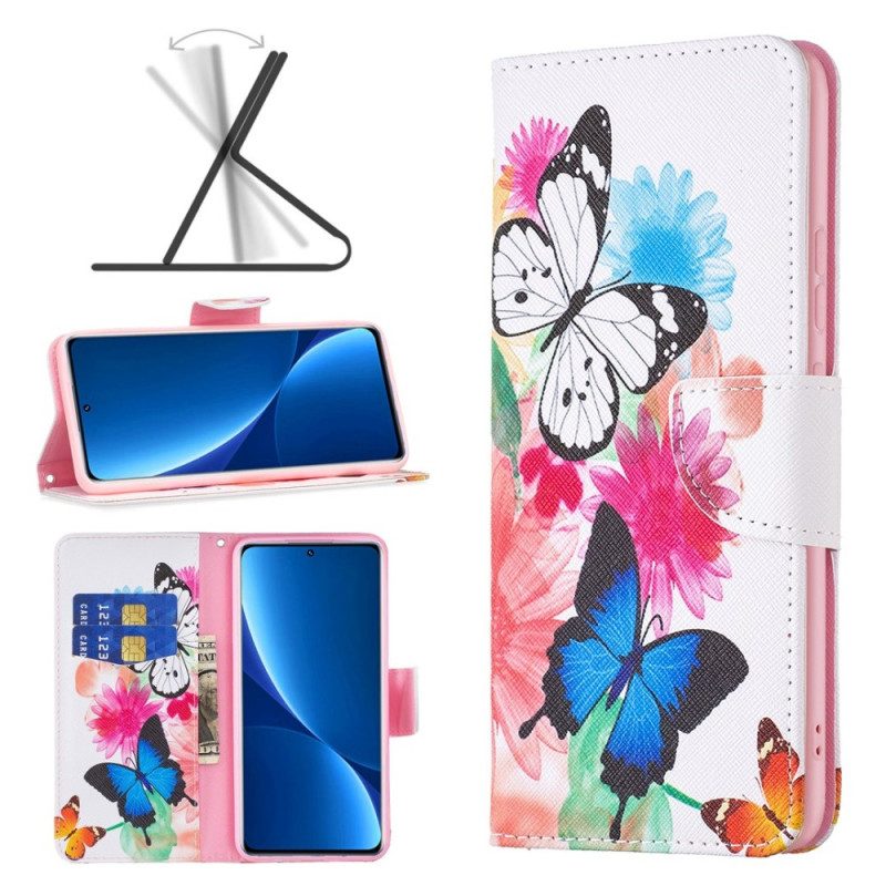 Lederhüllen Für Xiaomi Redmi 10C Aquarell-schmetterlinge