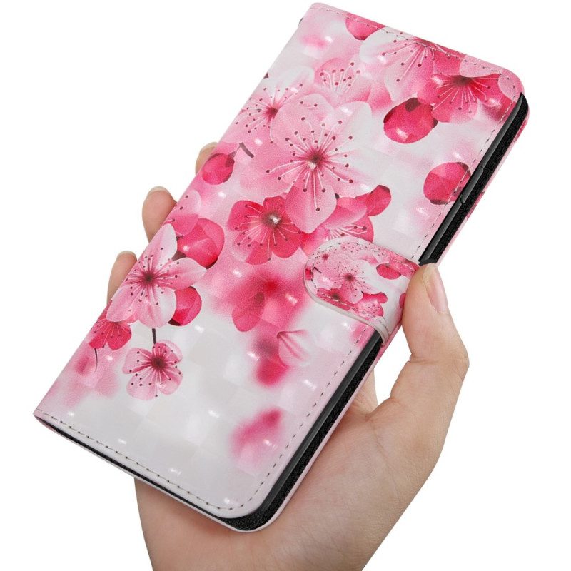 Lederhüllen Für Xiaomi Redmi 10C Mit Kordel Riemenblumen