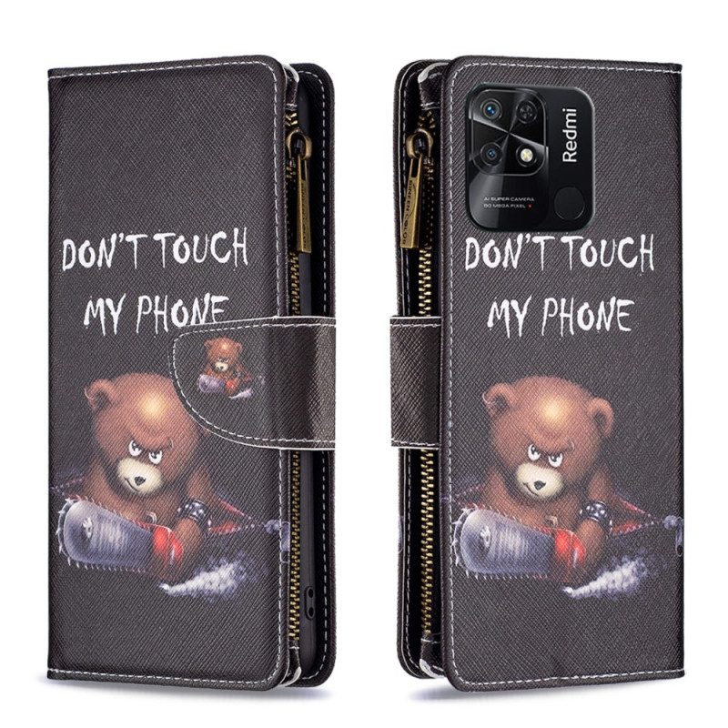 Lederhüllen Für Xiaomi Redmi 10C Reißverschlusstasche Dangerous Bear