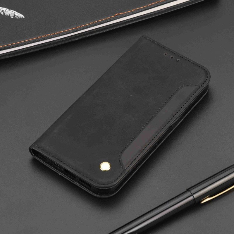 Schutzhülle Für Xiaomi Redmi 10C Flip Case Zweifarbig Mit Niete