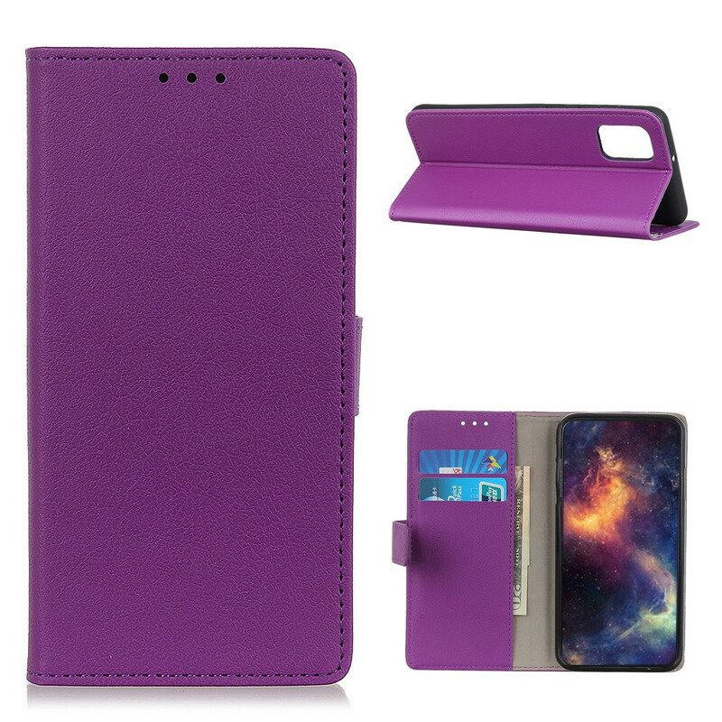 Flip Case Für Xiaomi Redmi 9T Einfacher Glänzender Ledereffekt